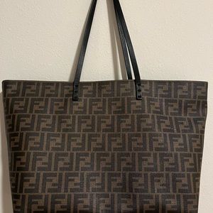 Fendi Tobacco Zucca Coated Canvas Large Roll Tote